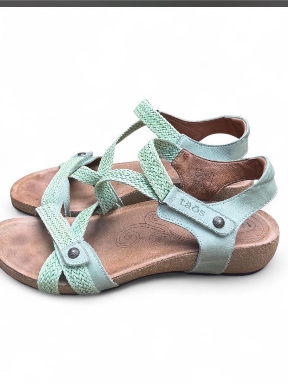 Taos Trulie Mint Green Woven Comfort Sandals Size 10